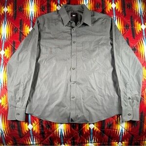UNTUCKit Shirt Sangiovese Mens Large Gray Wrinkle Free Long Sleeve Button Up